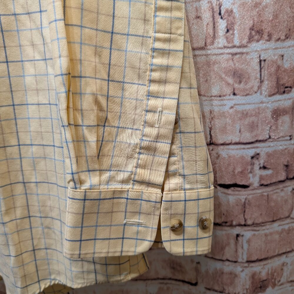L.L. Bean Shirt Yellow Plaid Button Down Size Medium - Picture 7 of 13
